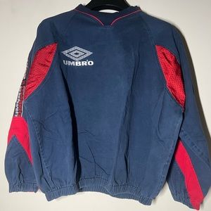CLASSIC VINTAGE RETRO UMBRO CREW COTTON PERFORMANCE SWEATSHIRT MEDIUM BLUE/RED
